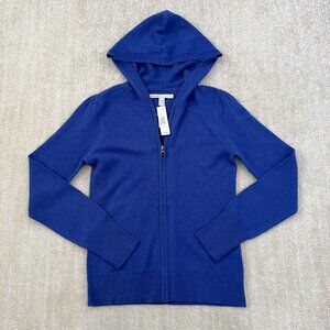 NWT Y2K 2008 Old Navy 100% Cashmere Hooded Zip Up Cardigan Sweater M Blue
